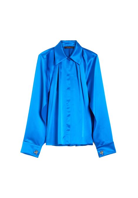 Camicia in raso di seta salice in blu Maxmara Pianoforte - donna MAXMARA PIANOFORTE | 2511111014600037